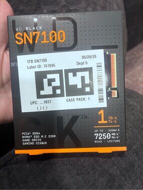 Black WD SN7100 1TB NVMe M.2 SSD - Black and Orange Accents ..new with tags